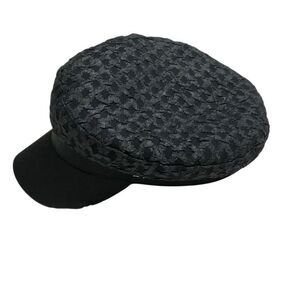 Textured Fisherman’s Cap. Black. Initial M in gold with bling. Fishermancore